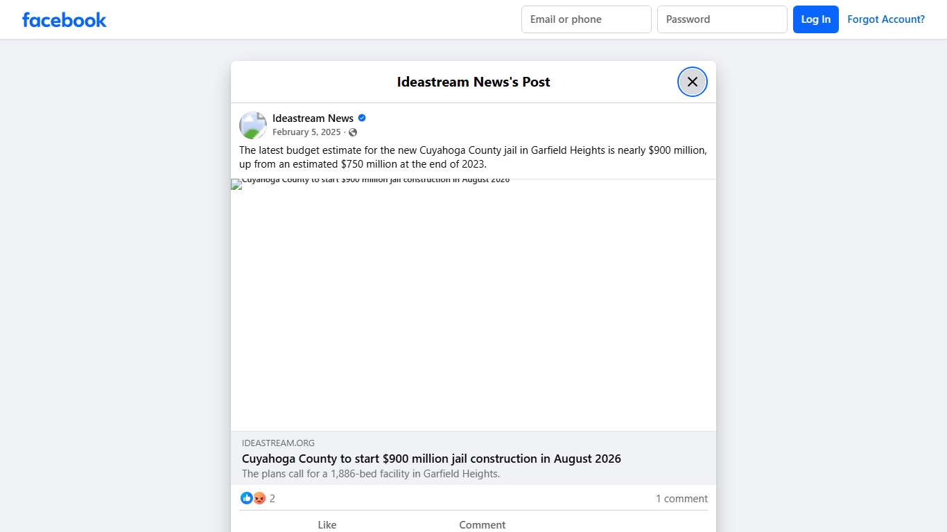 Ideastream News - The latest budget estimate for the new... Facebook